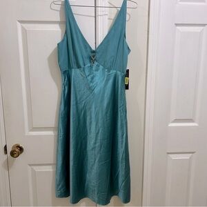 ANTONIO MELANI La Boheme V-Neck Slip Dress in Jade Teal Green Size 12